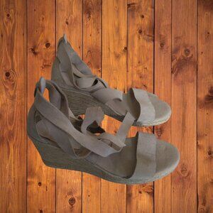 Aldo Women's Size 9 Beige Suede Espadrille Ankle Tie Wedge Heel Open Toe Sandals